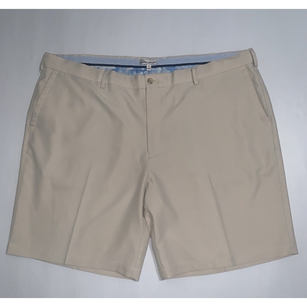 Peter Millar Men's Salem Performance Golf Shorts Size 44 Beige Khaki 9" Inseam
